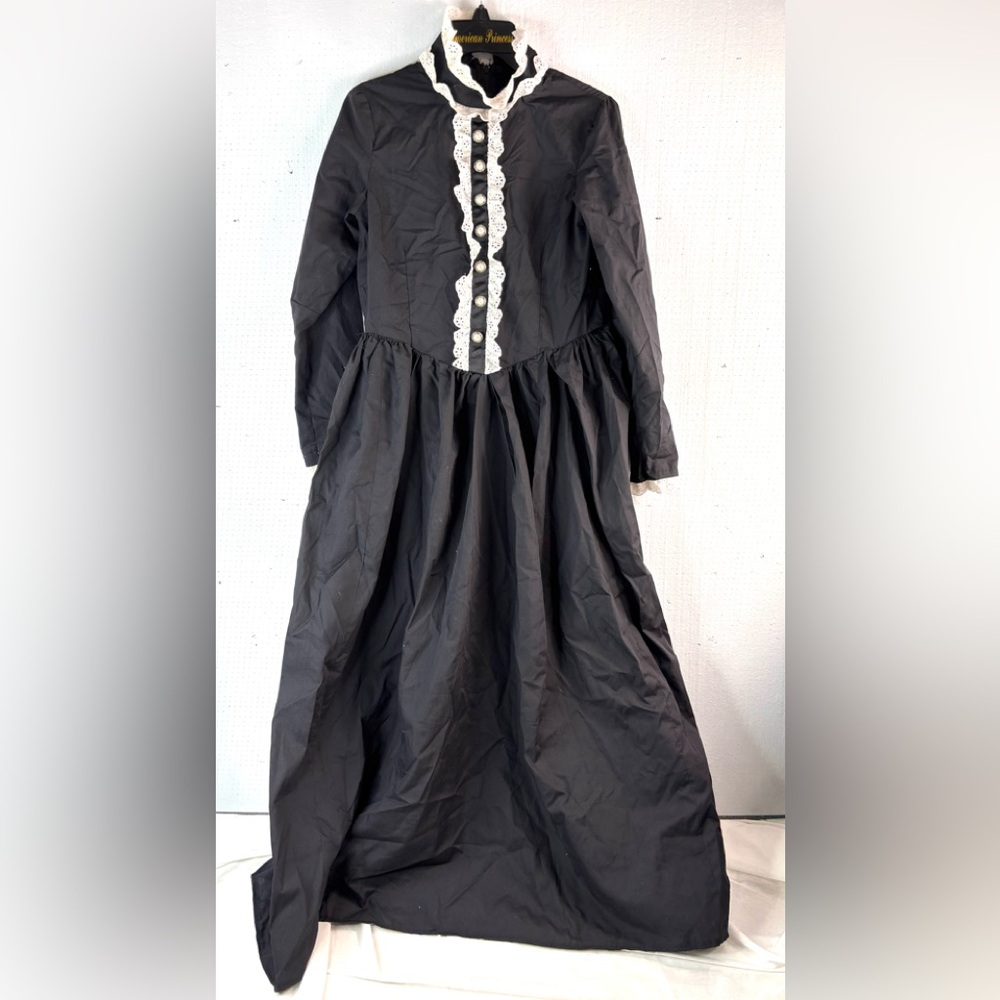 Wednesday S/M Halloween Costume Vintage Black Dress with Lace Detail